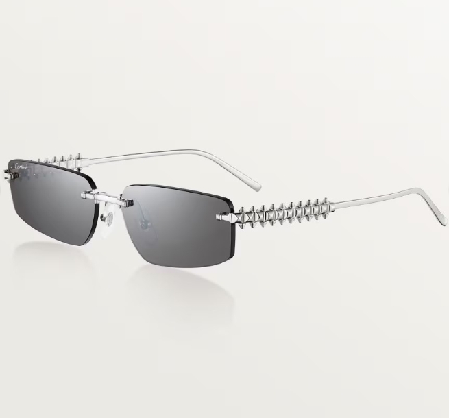 Óculos de sol Cartier sem aro, prateados
